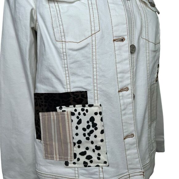 NWT LOGO White Patchwork Denim Jacket (0) - Picture 3 of 10